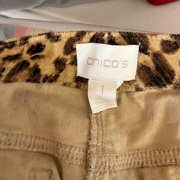 Chicos Size 1 Tall Leopard Print Corduroy Pants with beading on pockets - Picture 10 of 10